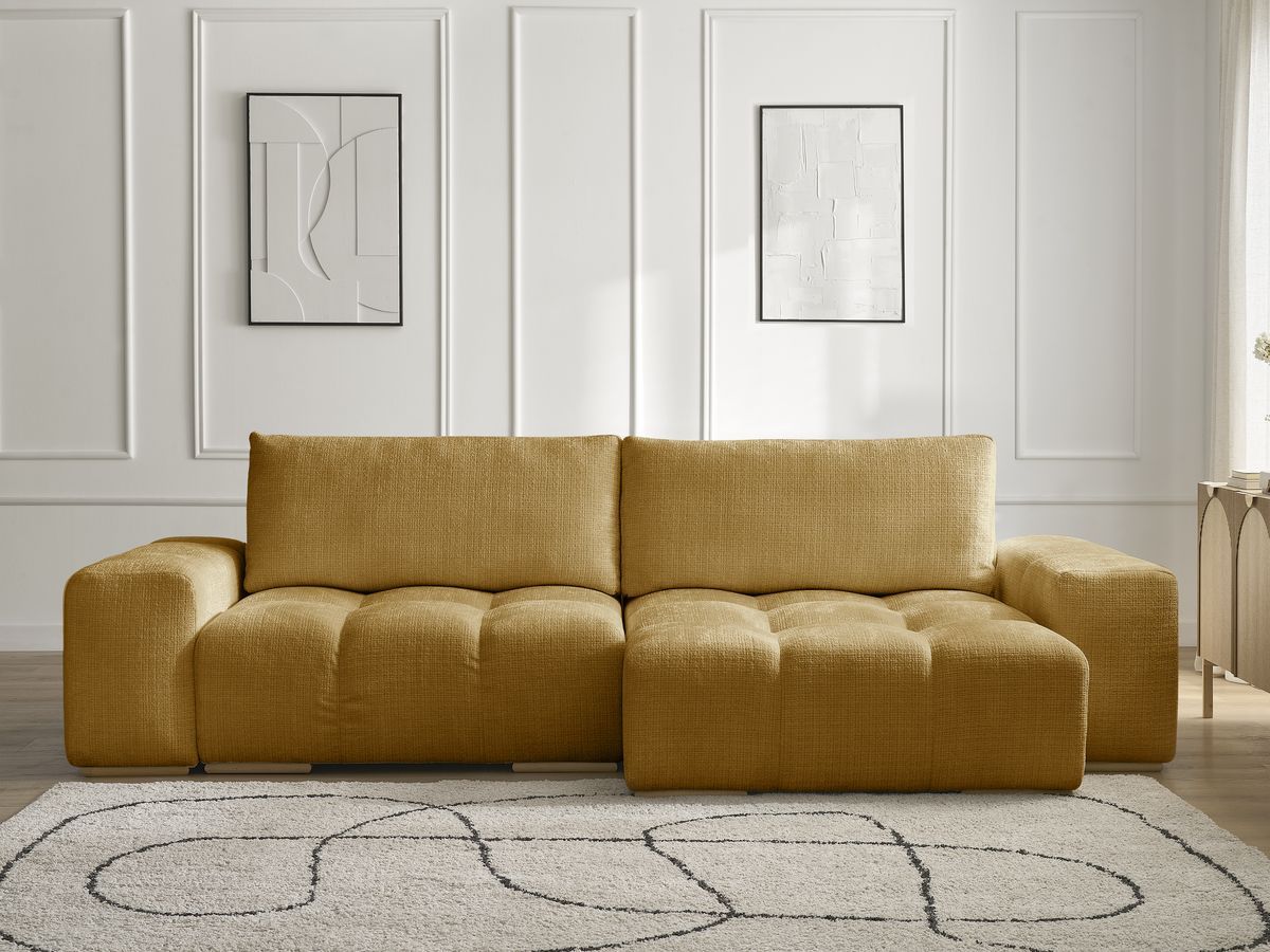 Canapé d'angle réversible convertible coffre ANAKIN texturé jaune — vue 5