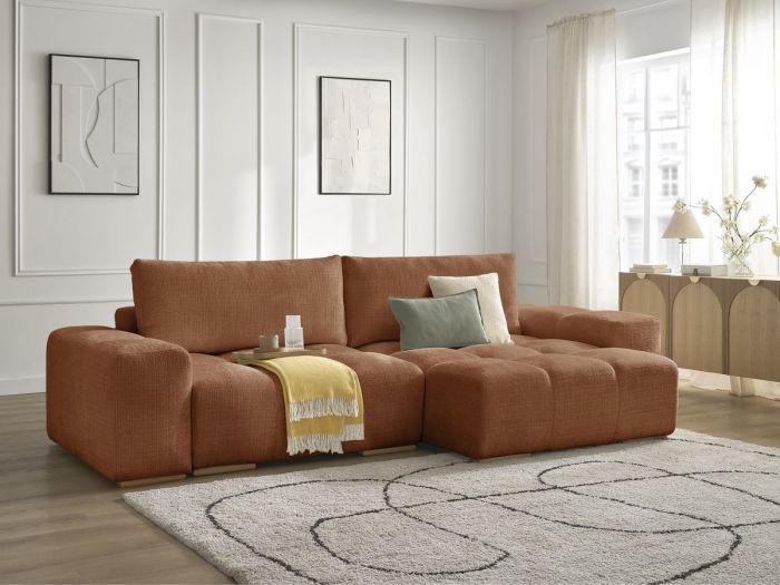 Canapé d'angle réversible convertible coffre ANAKIN tissu texturé