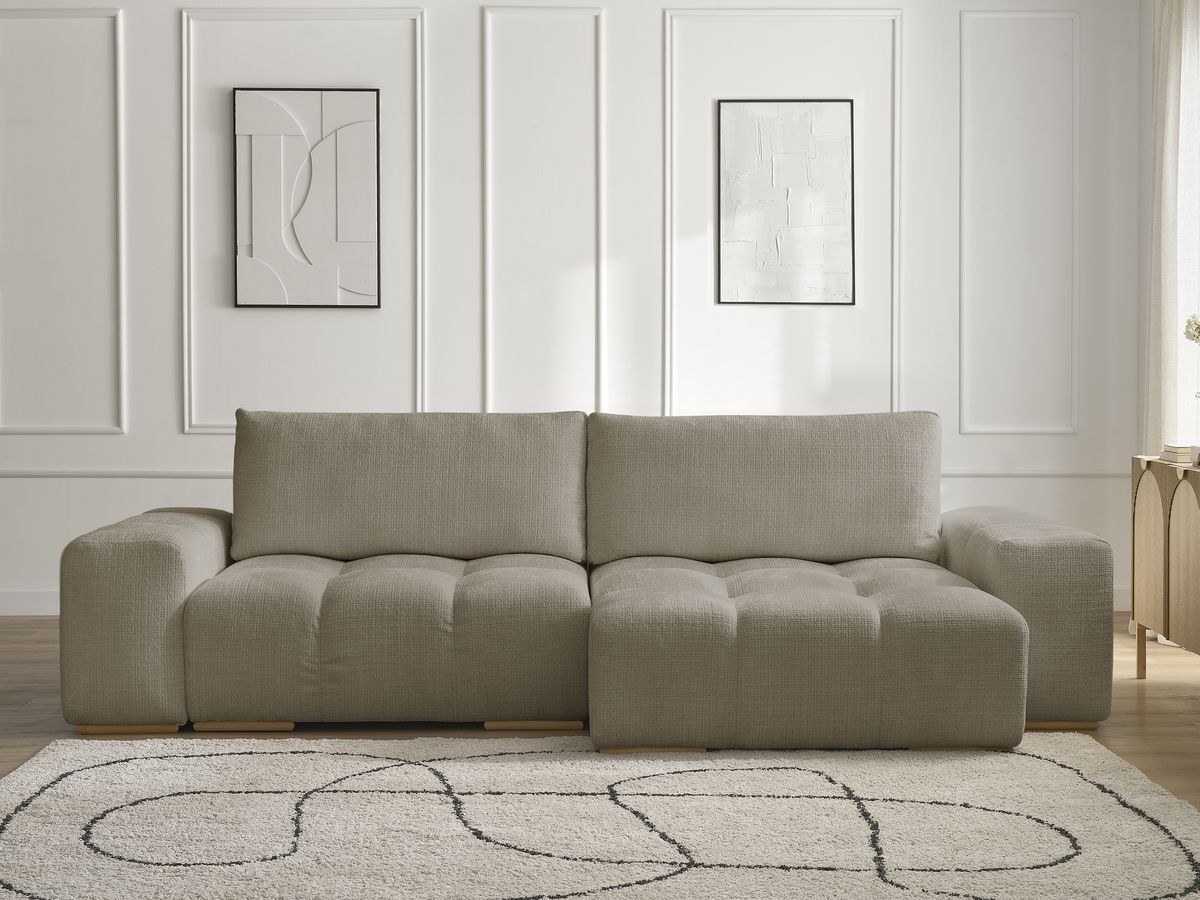 Canapé d'angle réversible convertible coffre ANAKIN texturé taupe — vue 5