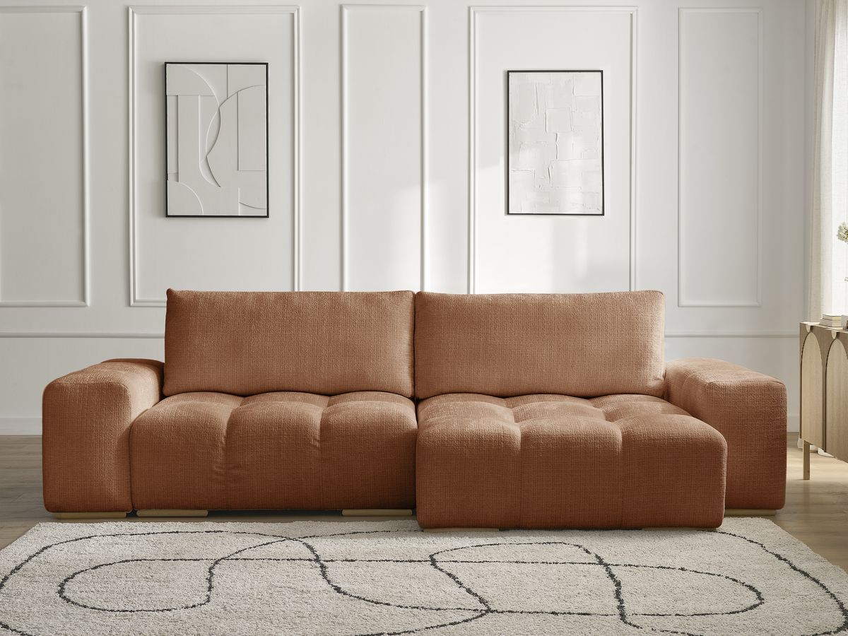 Canapé d'angle réversible ANAKIN texturé orange — vue 5