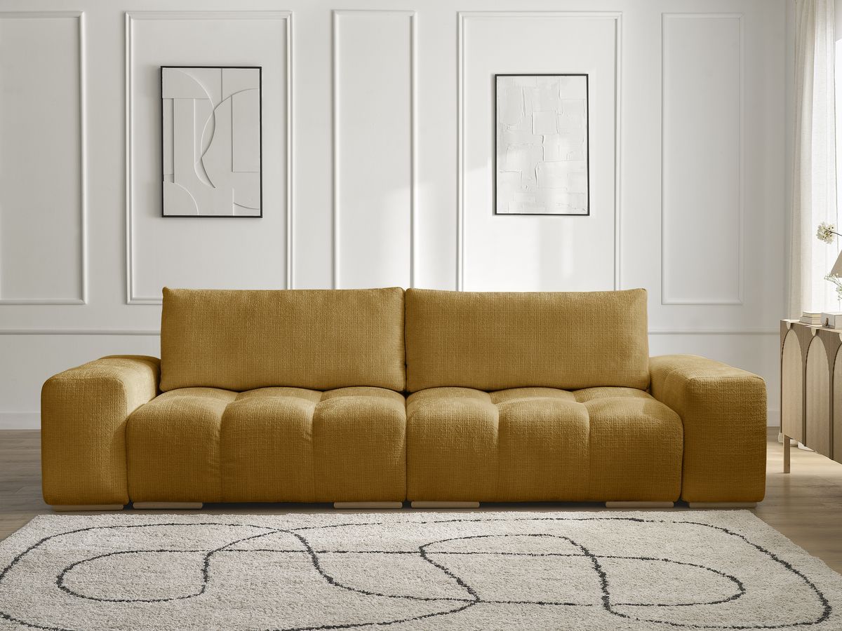 Canapé droit convertible coffre ANAKIN texturé jaune — vue 5