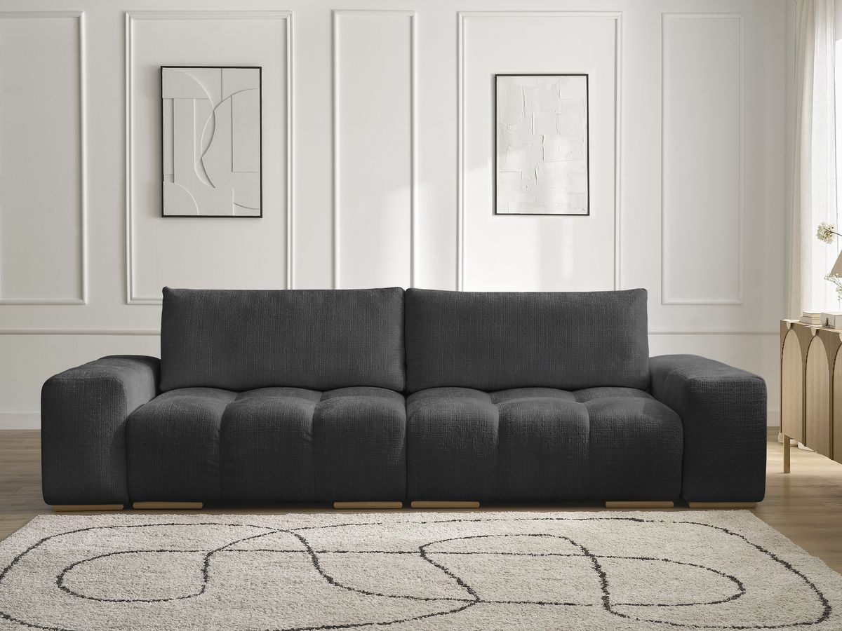 Canapé droit convertible coffre ANAKIN texturé noir — vue 5