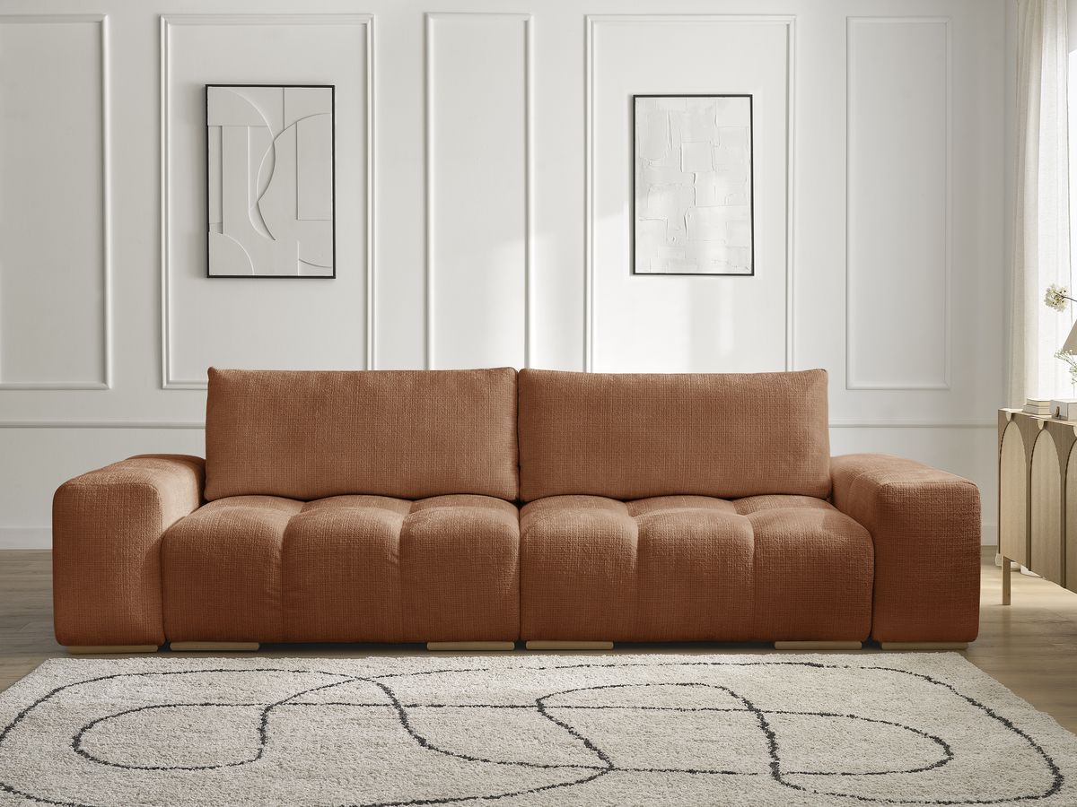 Canapé droit convertible coffre ANAKIN texturé orange — vue 5