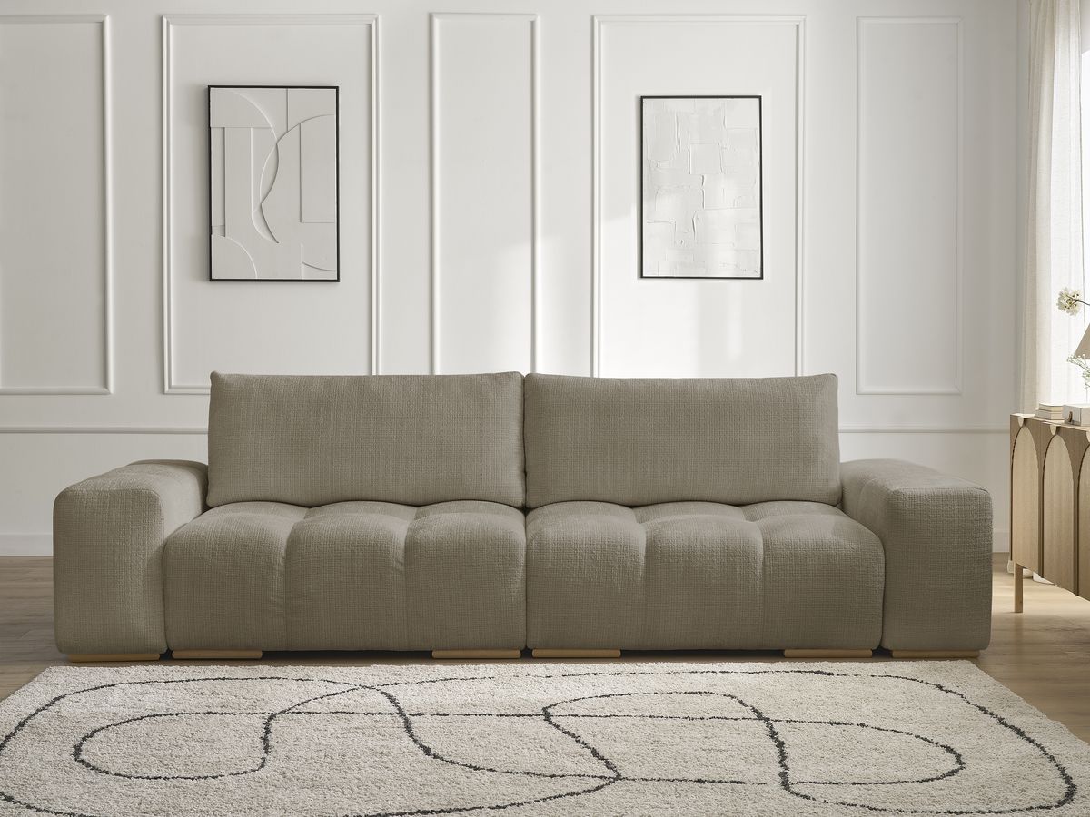 Canapé droit convertible coffre ANAKIN texturé taupe — vue 5