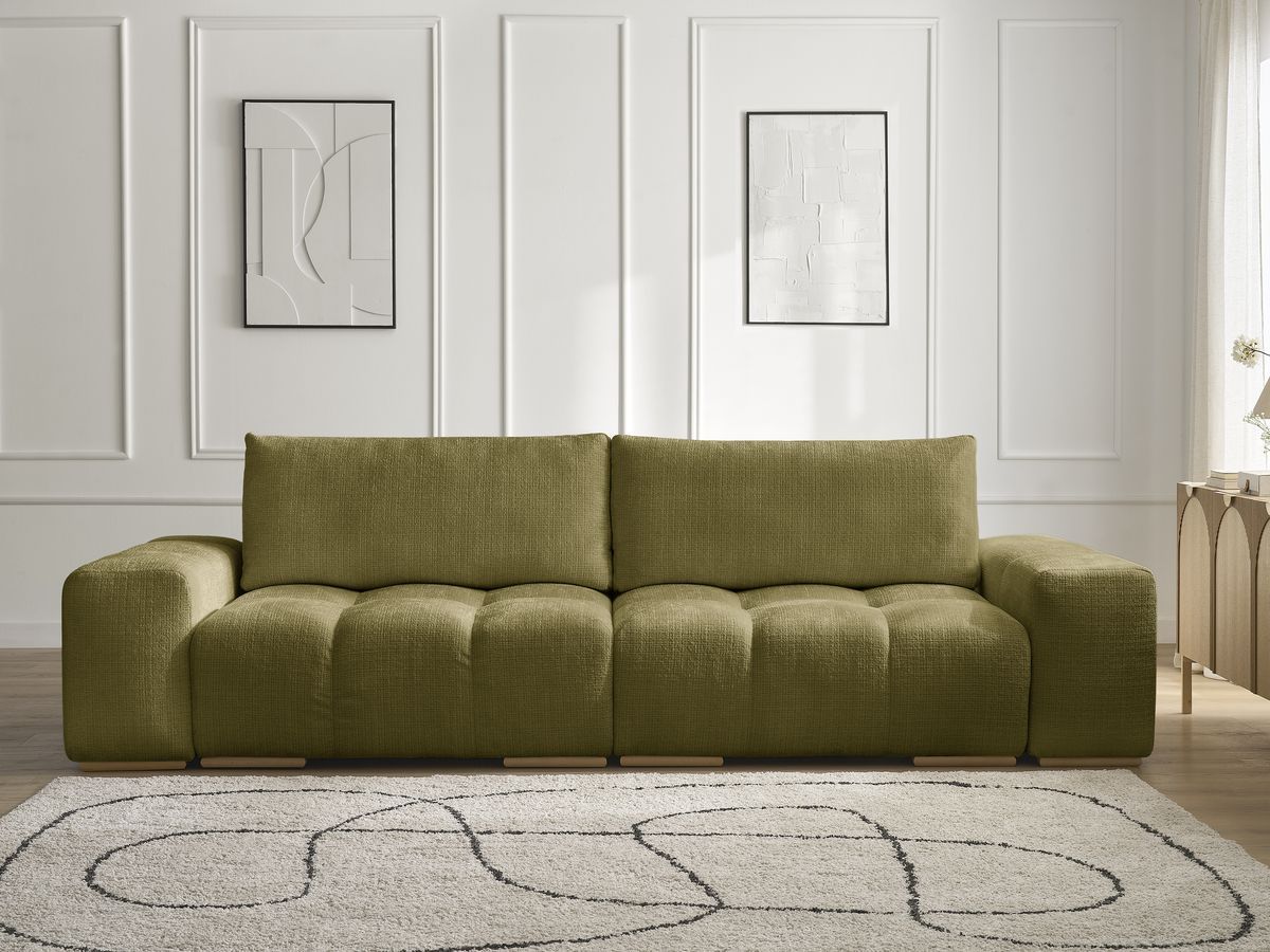 Canapé droit convertible coffre ANAKIN texturé vert — vue 5