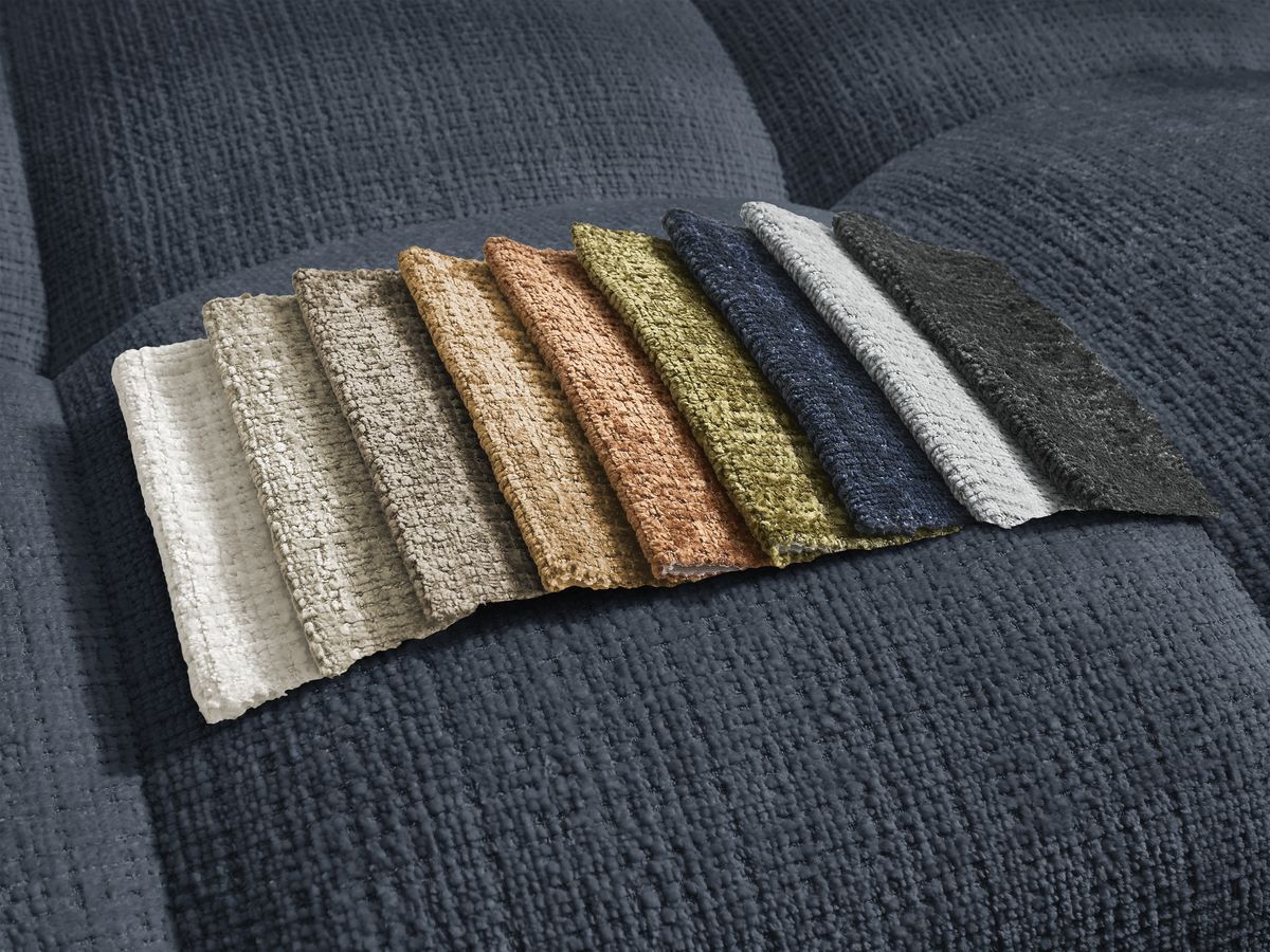 Canapé d'angle fixe EVEREST tissu chiné - Orange - Angle droit - 10 coussins