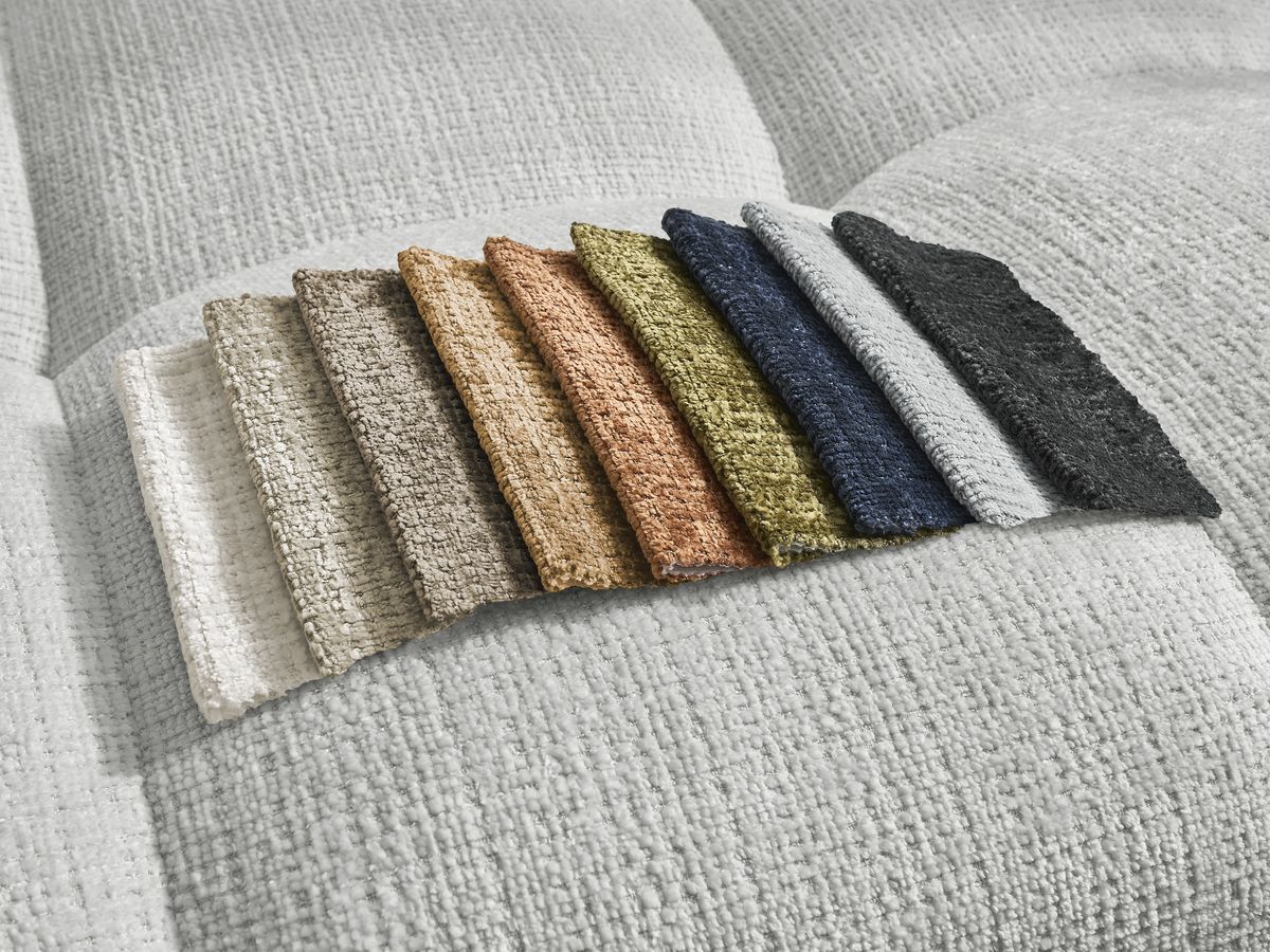 Canapé d'angle fixe EVEREST tissu chiné - Orange - Angle droit - 10 coussins