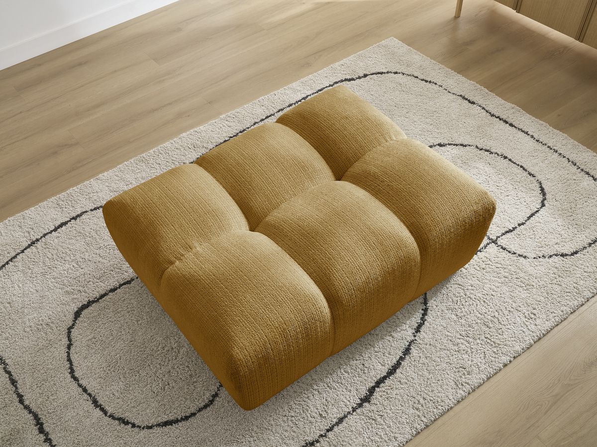 Canapé d'angle fixe EVEREST tissu chiné - Orange - Angle droit - 10 coussins