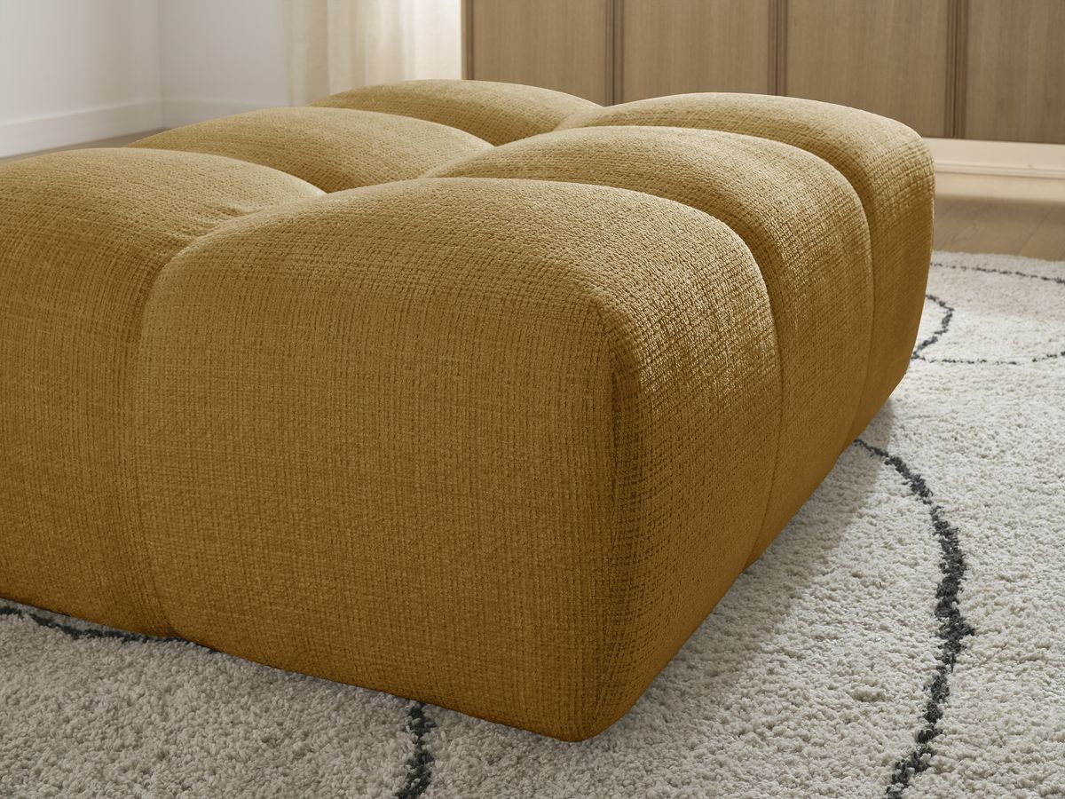 Canapé d'angle fixe EVEREST tissu chiné - Orange - Angle droit - 10 coussins
