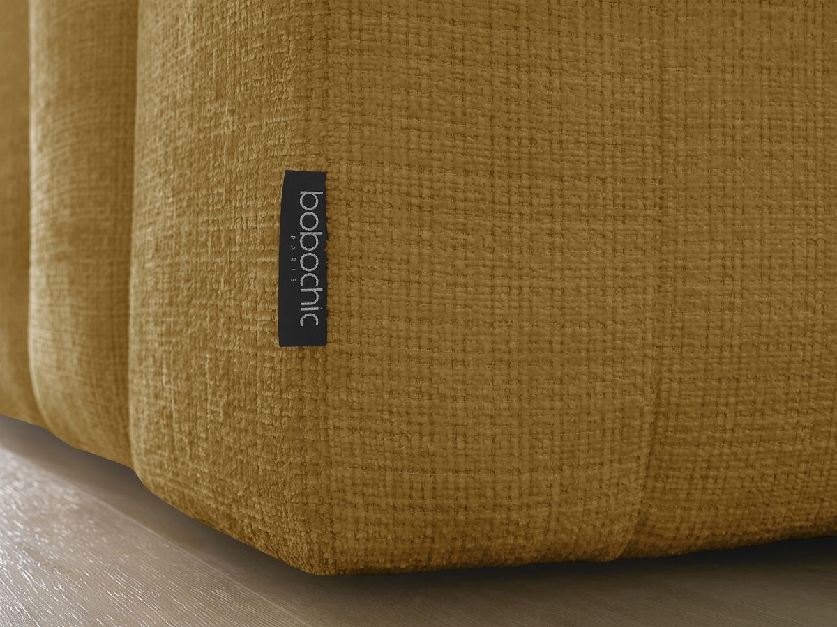 Canapé d'angle fixe EVEREST tissu chiné - Orange - Angle droit - 10 coussins