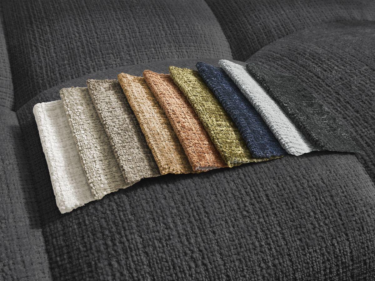 Canapé d'angle fixe EVEREST tissu chiné - Orange - Angle droit - 10 coussins
