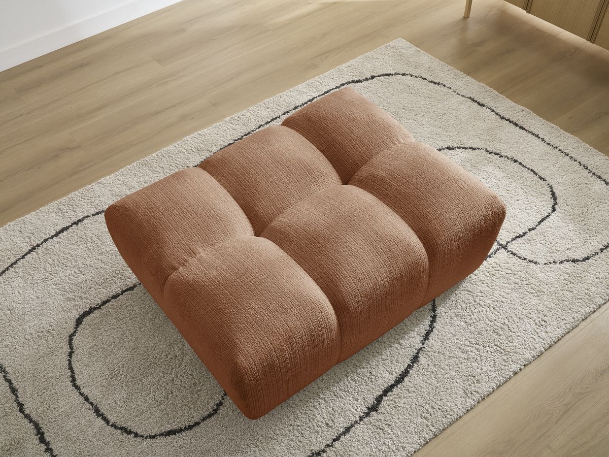 Canapé d'angle fixe EVEREST tissu chiné - Orange - Angle droit - 10 coussins