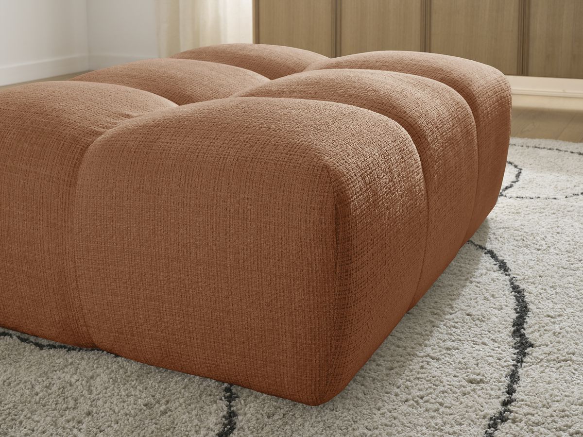 Canapé d'angle fixe EVEREST tissu chiné - Orange - Angle droit - 10 coussins