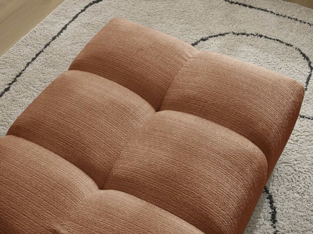 Canapé d'angle fixe EVEREST tissu chiné - Orange - Angle droit - 10 coussins