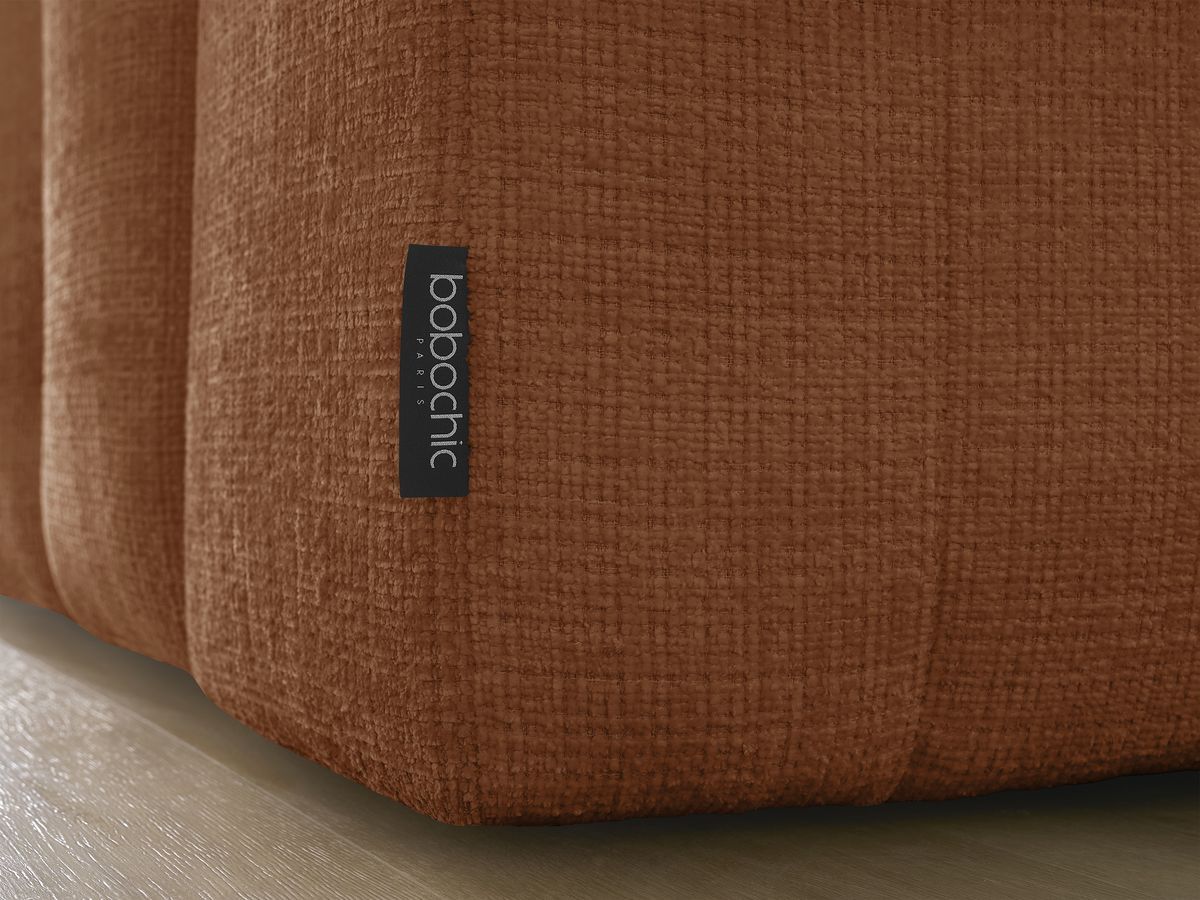 Canapé d'angle fixe EVEREST tissu chiné - Orange - Angle droit - 10 coussins