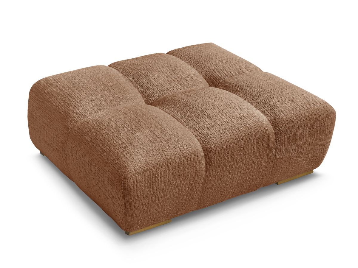 Canapé d'angle fixe EVEREST tissu chiné - Orange - Angle droit - 10 coussins