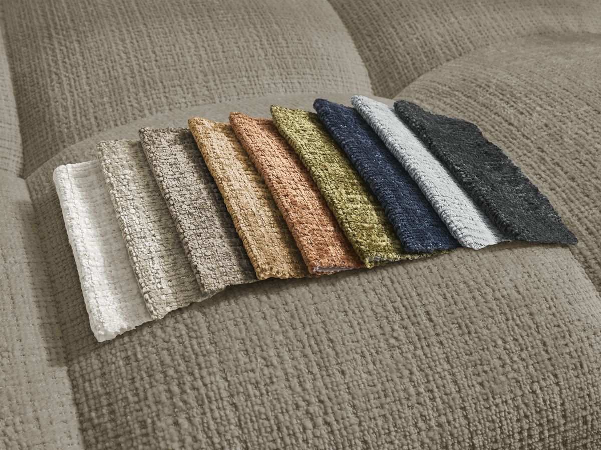 Canapé d'angle fixe EVEREST tissu chiné - Orange - Angle droit - 10 coussins