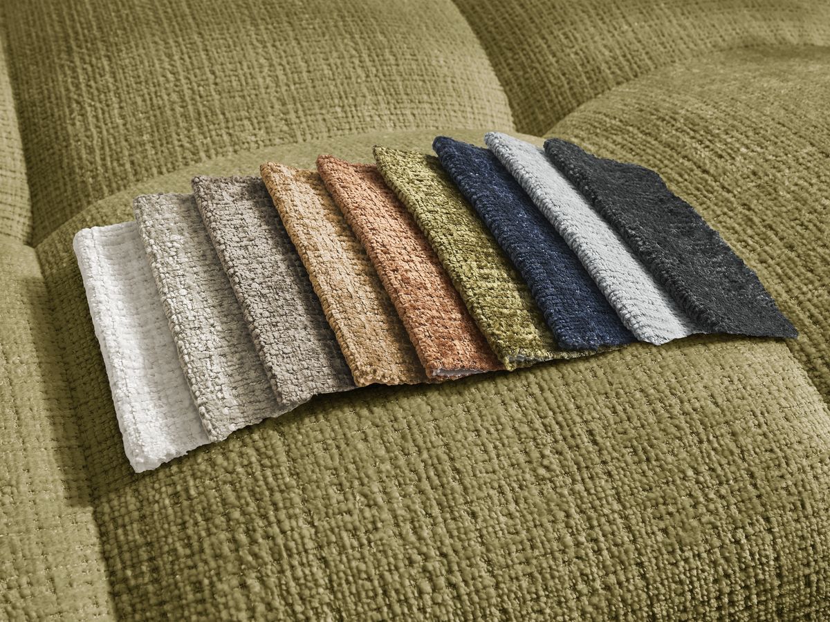 Canapé d'angle fixe EVEREST tissu chiné - Orange - Angle droit - 10 coussins