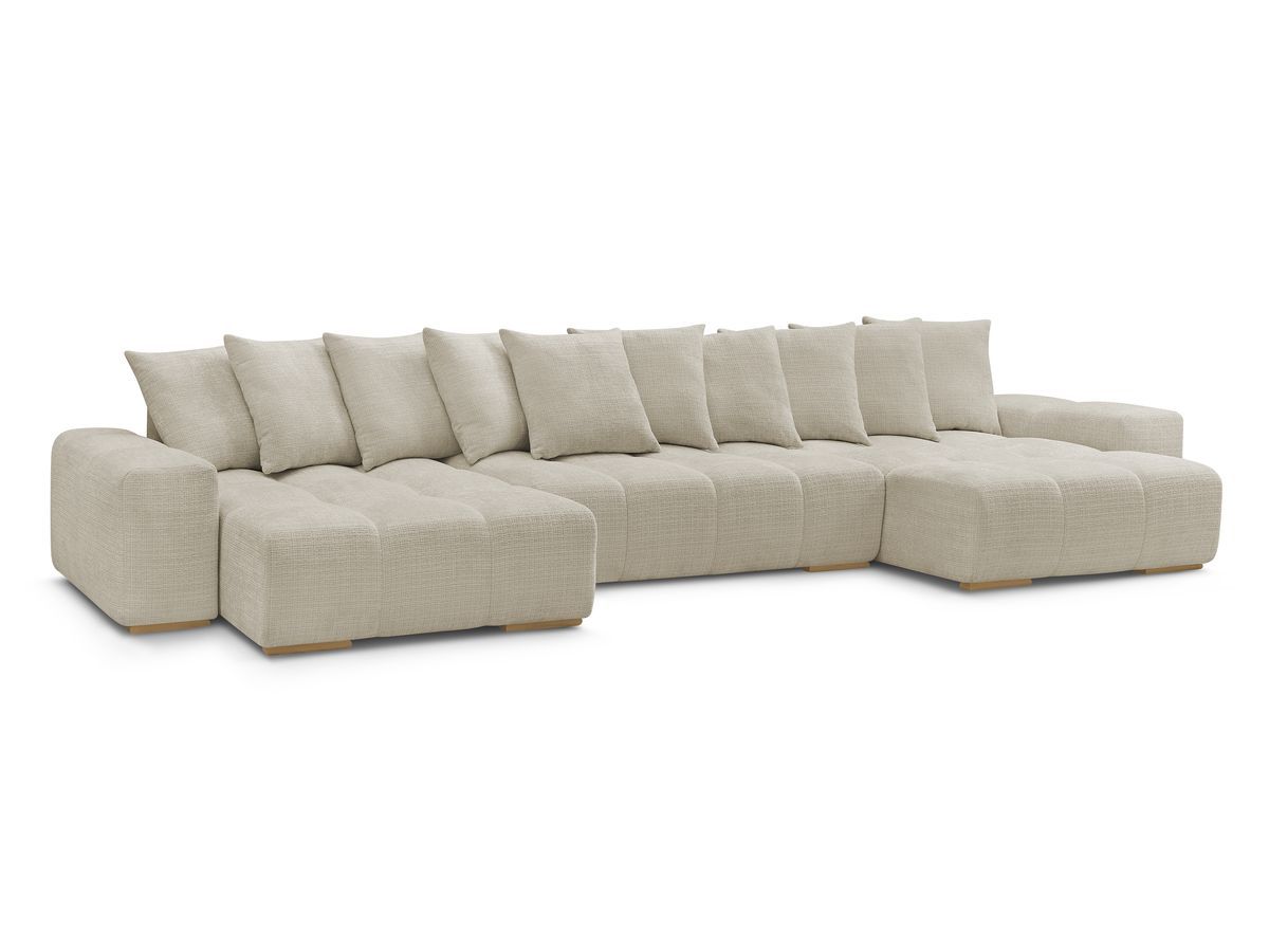 anakin panoramische slaapbank met opbergruimte in structuurstof gekleurd beige