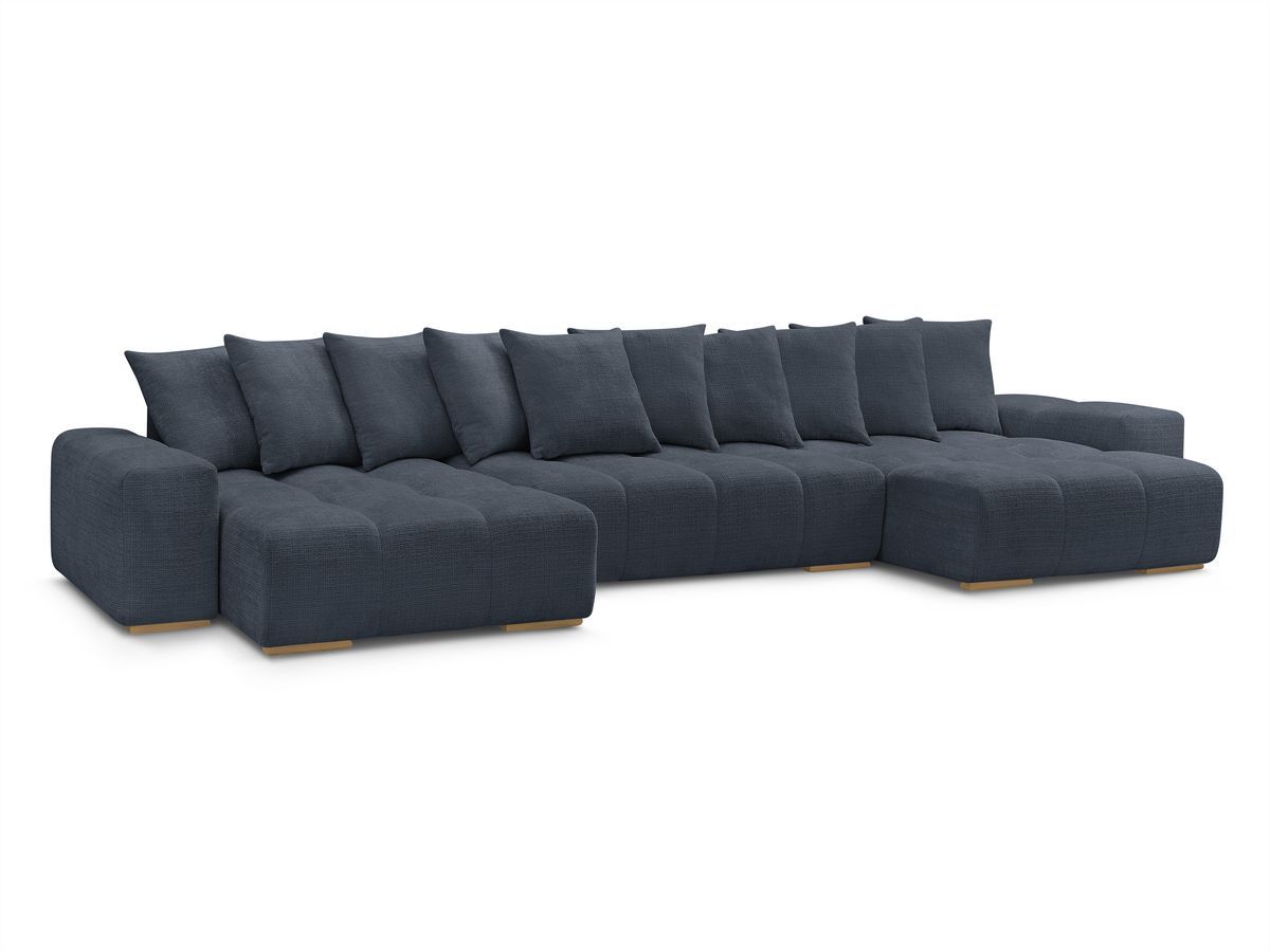 anakin panoramische slaapbank met opbergruimte in structuurstof gekleurd donkerblauw