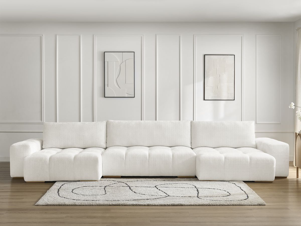 Canapé panoramique convertible coffre ANAKIN texturé blanc — vue 5