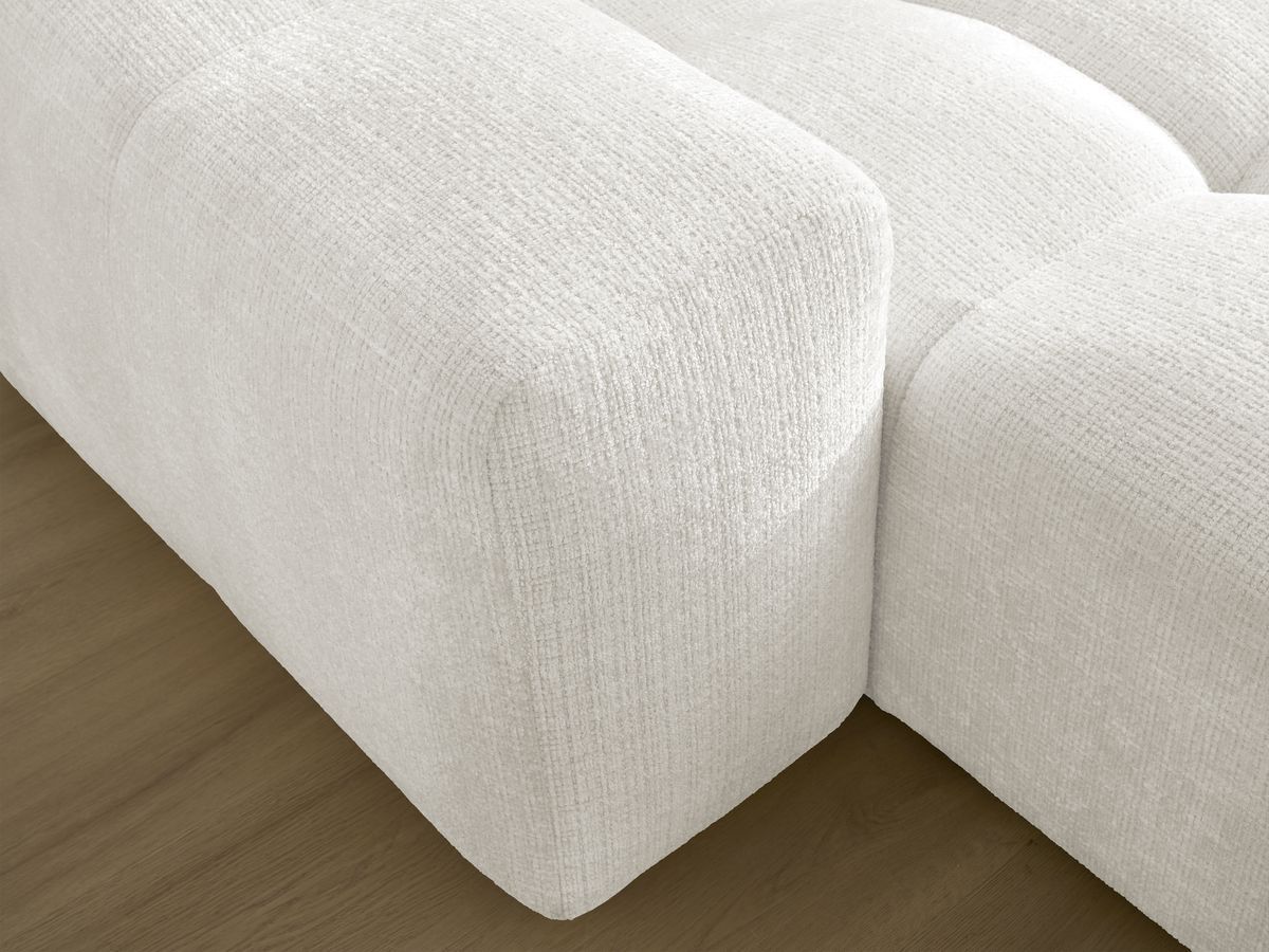 Canapé d'angle fixe EVEREST tissu chiné - Orange - Angle droit - 10 coussins