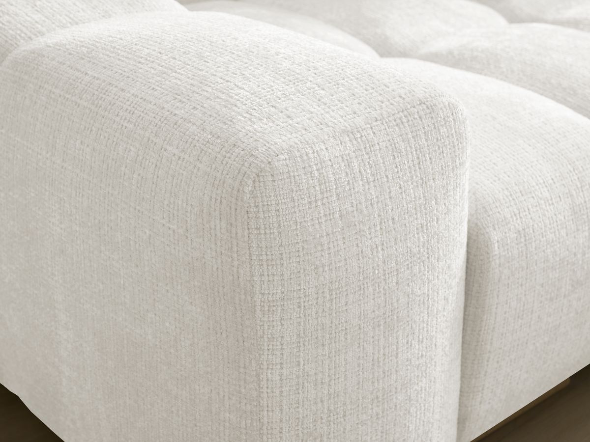 Canapé d'angle fixe EVEREST tissu chiné - Orange - Angle droit - 10 coussins
