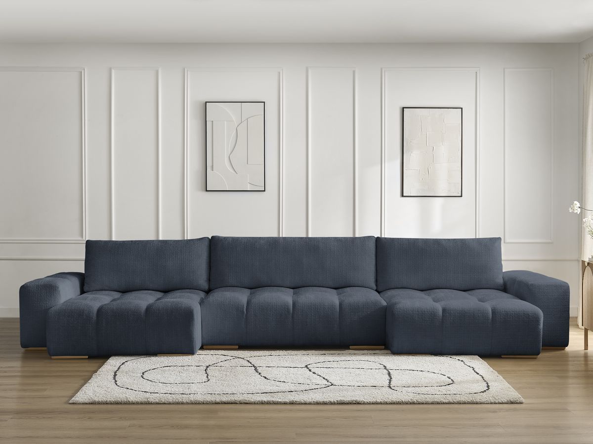 Canapé panoramique convertible coffre ANAKIN texturé bleu foncé — vue 5
