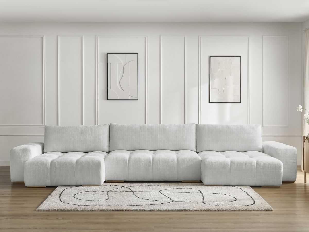 Canapé panoramique convertible coffre ANAKIN texturé gris clair — vue 5