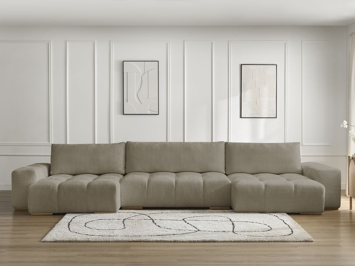 Canapé panoramique convertible coffre ANAKIN texturé taupe — vue 5