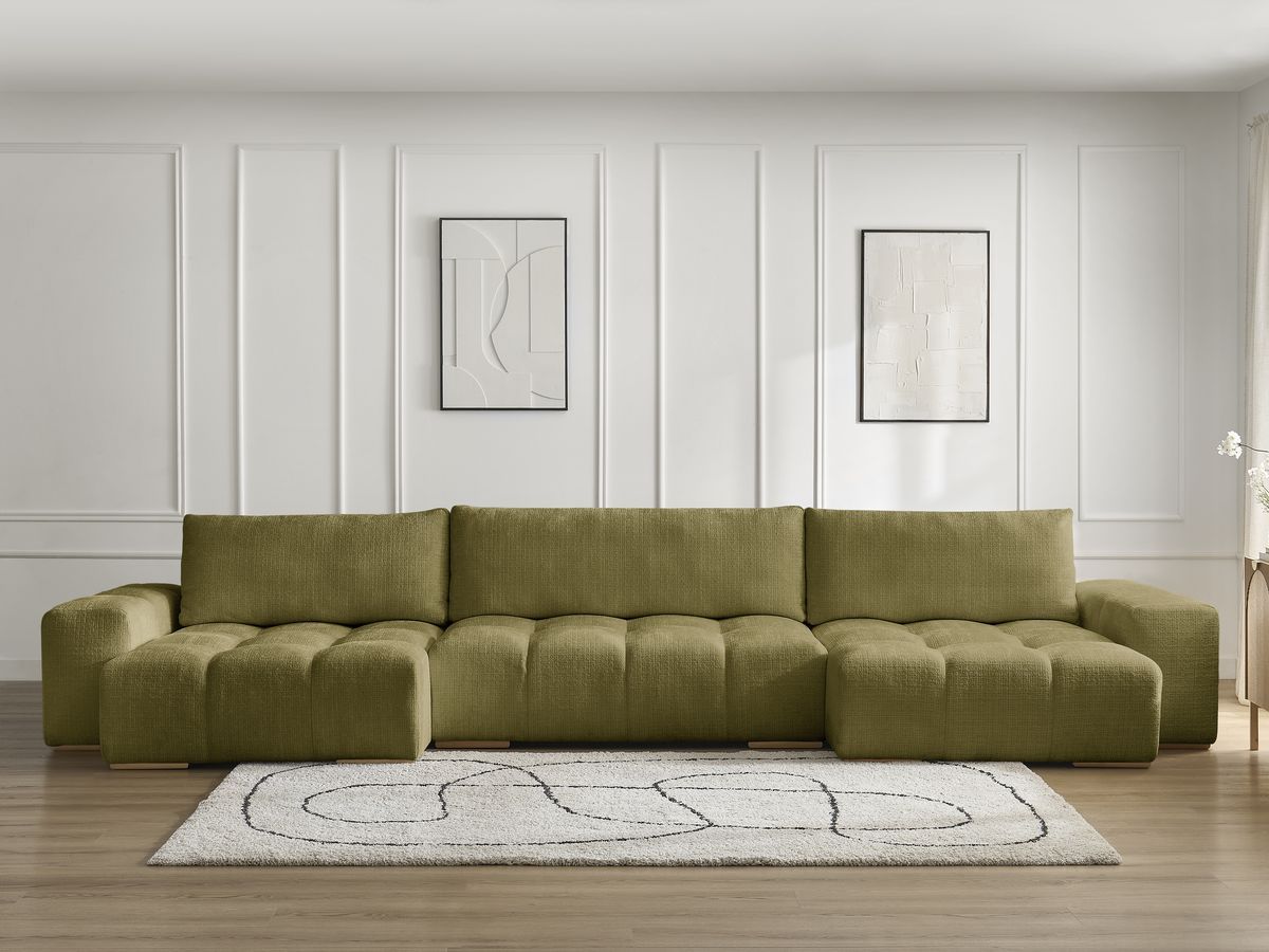 Canapé panoramique convertible coffre ANAKIN texturé vert — vue 5