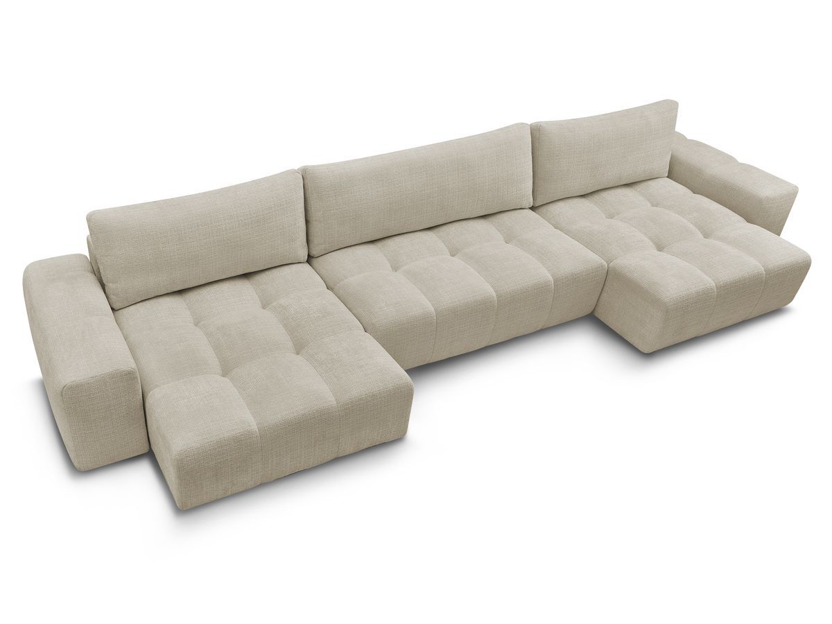 Canapé d'angle fixe EVEREST tissu chiné - Orange - Angle droit - 10 coussins