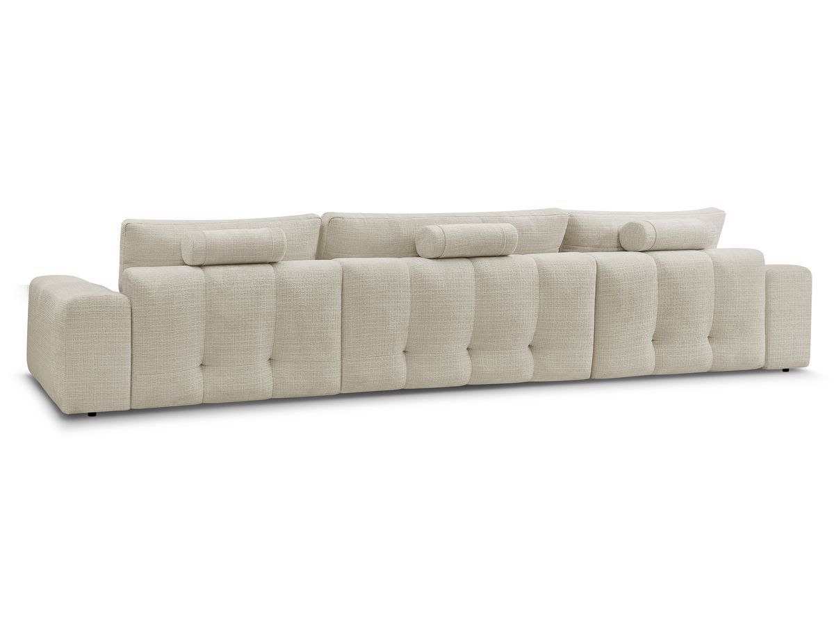 Canapé d'angle fixe EVEREST tissu chiné - Orange - Angle droit - 10 coussins