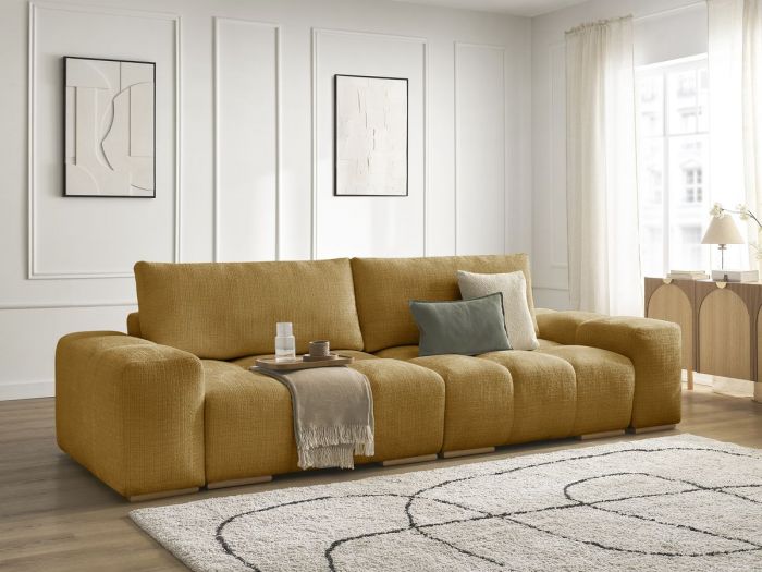 Canapé droit fixe 3 places ANAKIN tissu texturé