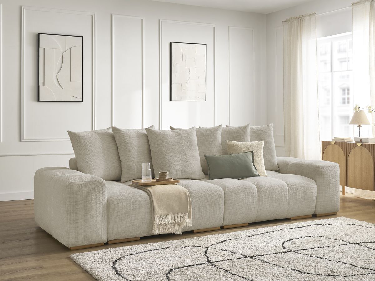 Canapé droit 3 places ANAKIN texturé beige