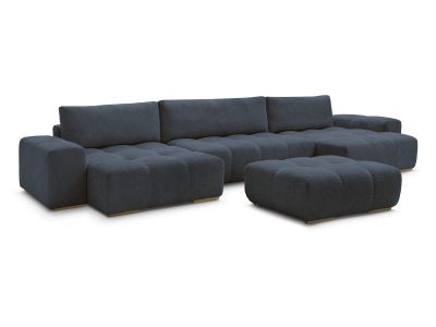 Canapé panoramique fixe ANAKIN tissu bouclette avec pouf