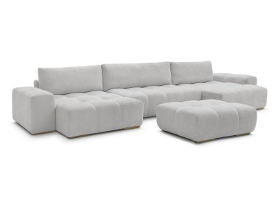Canapé panoramique fixe ANAKIN tissu bouclette avec pouf