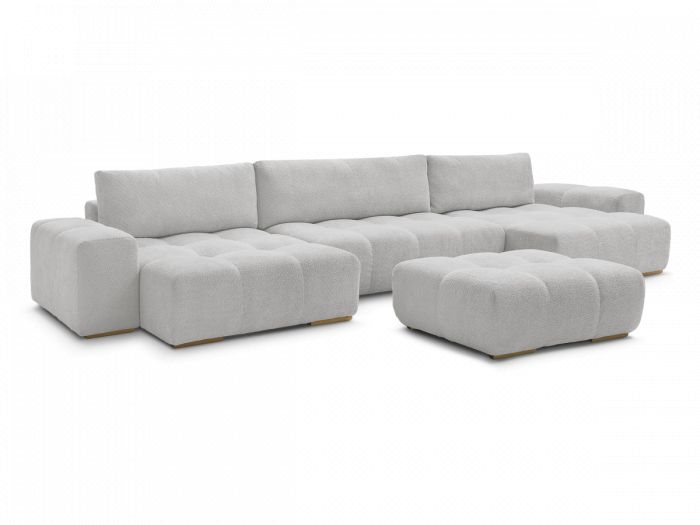 Canapé panoramique fixe ANAKIN tissu bouclette avec pouf