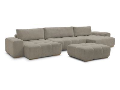 Canapé panoramique fixe ANAKIN tissu bouclette avec pouf