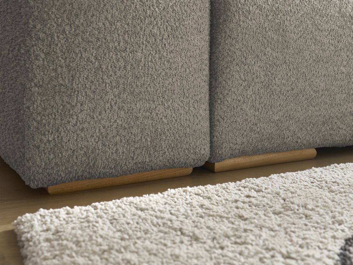 Canapé d'angle fixe EVEREST tissu chiné - Orange - Angle droit - 10 coussins