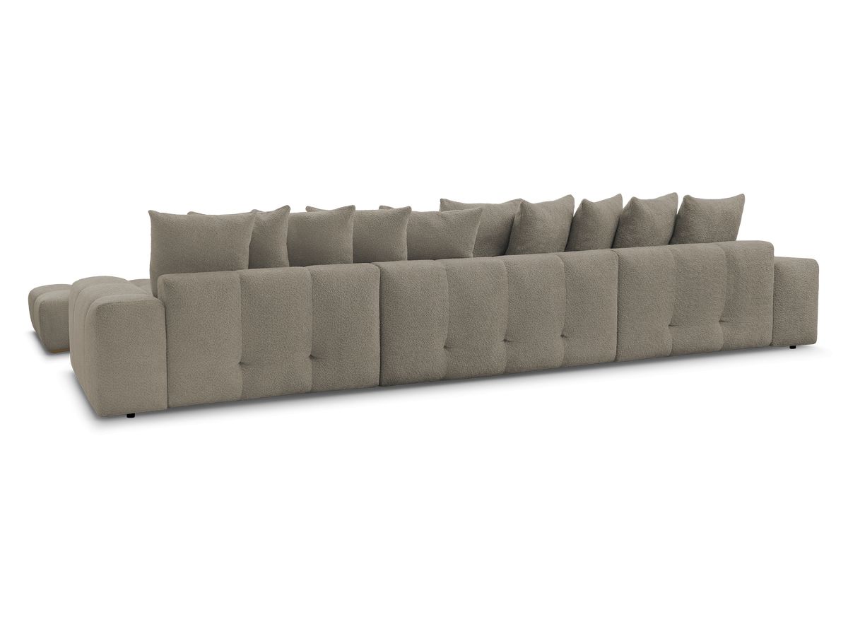Canapé d'angle fixe EVEREST tissu chiné - Orange - Angle droit - 10 coussins