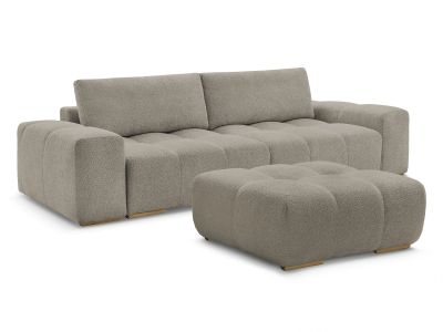 Canapé droit convertible coffre ANAKIN tissu bouclette avec pouf