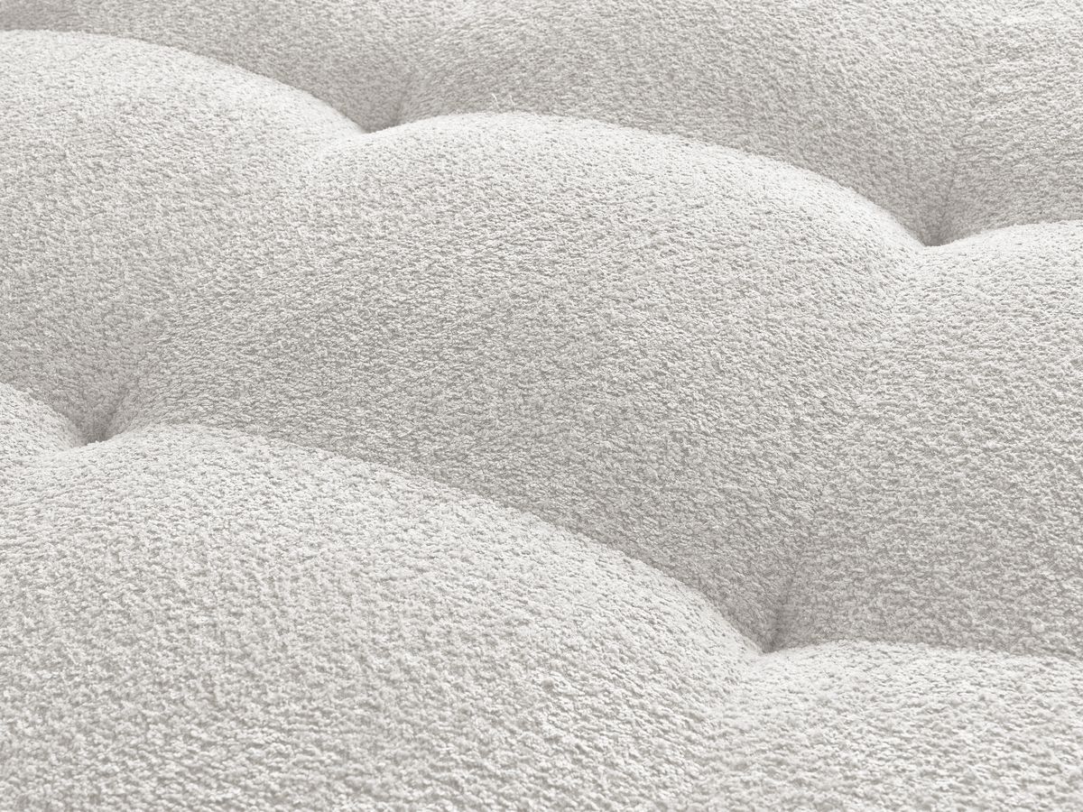 Canapé panoramique convertible coffre ANAKIN tissu bouclette avec pouf