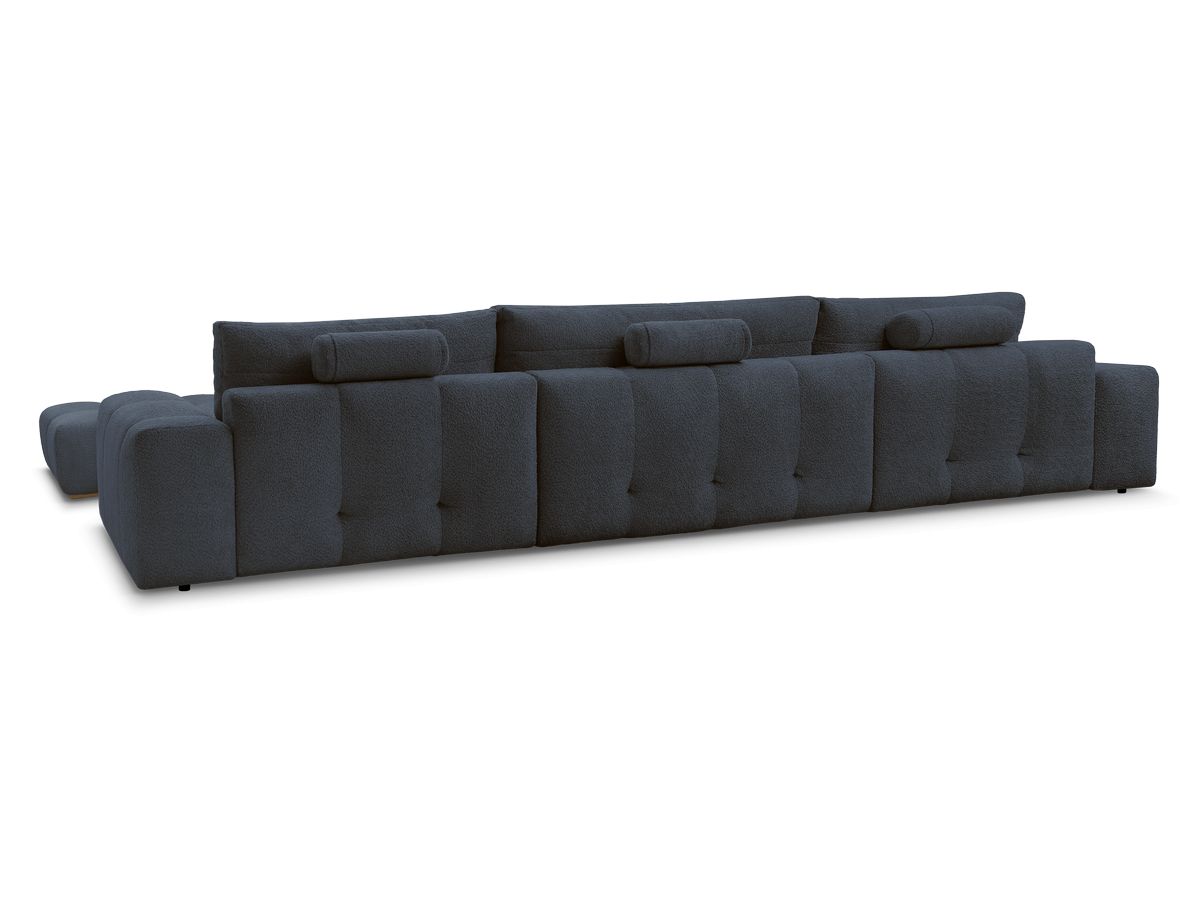 Canapé panoramique convertible coffre ANAKIN tissu bouclette avec pouf