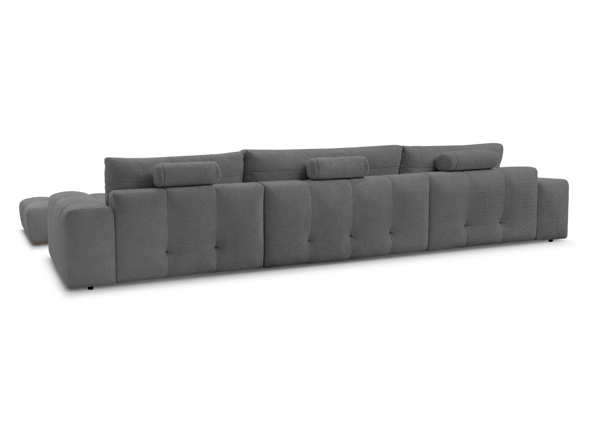 Canapé panoramique convertible coffre ANAKIN tissu bouclette avec pouf