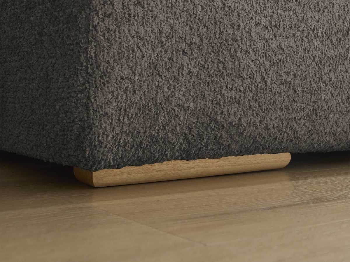 Canapé panoramique convertible coffre ANAKIN tissu bouclette avec pouf