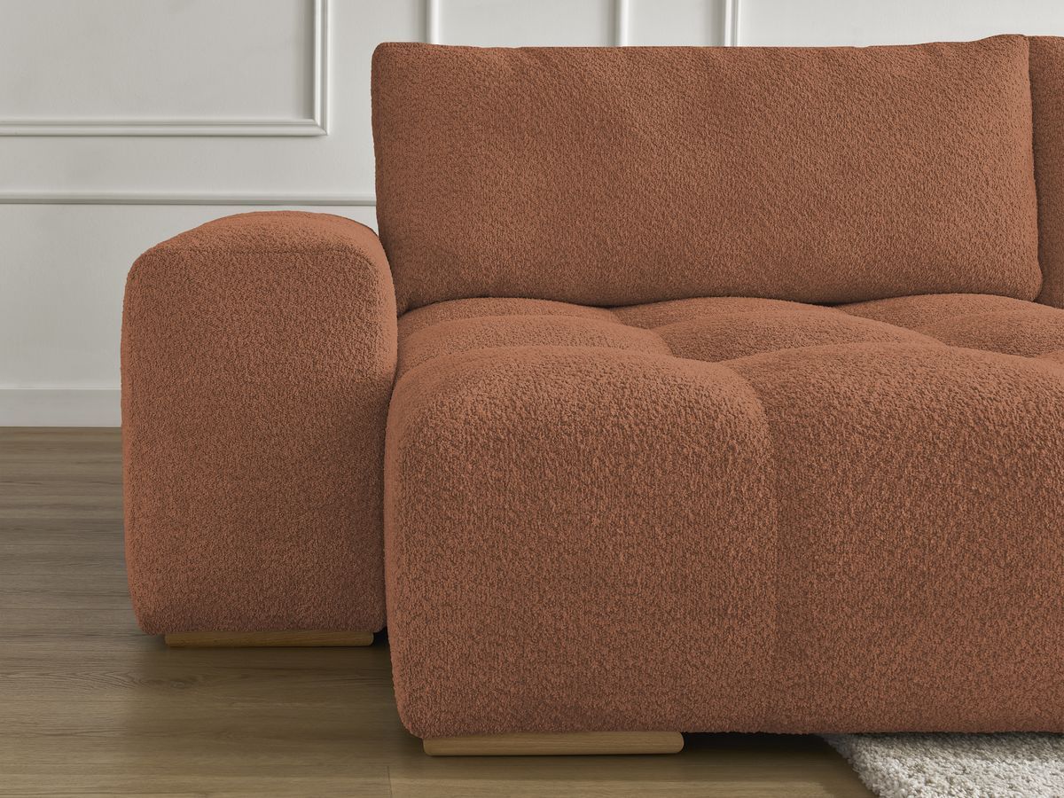 Canapé d'angle fixe EVEREST tissu chiné - Orange - Angle droit - 10 coussins
