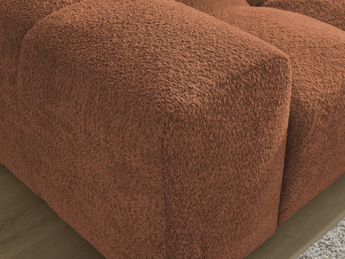 Canapé d'angle fixe EVEREST tissu chiné - Orange - Angle droit - 10 coussins