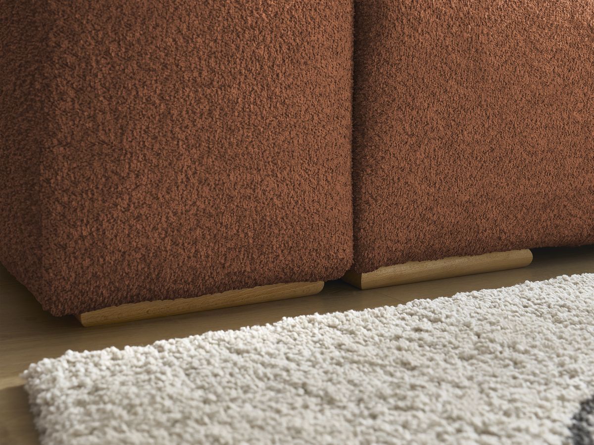 Canapé d'angle fixe EVEREST tissu chiné - Orange - Angle droit - 10 coussins