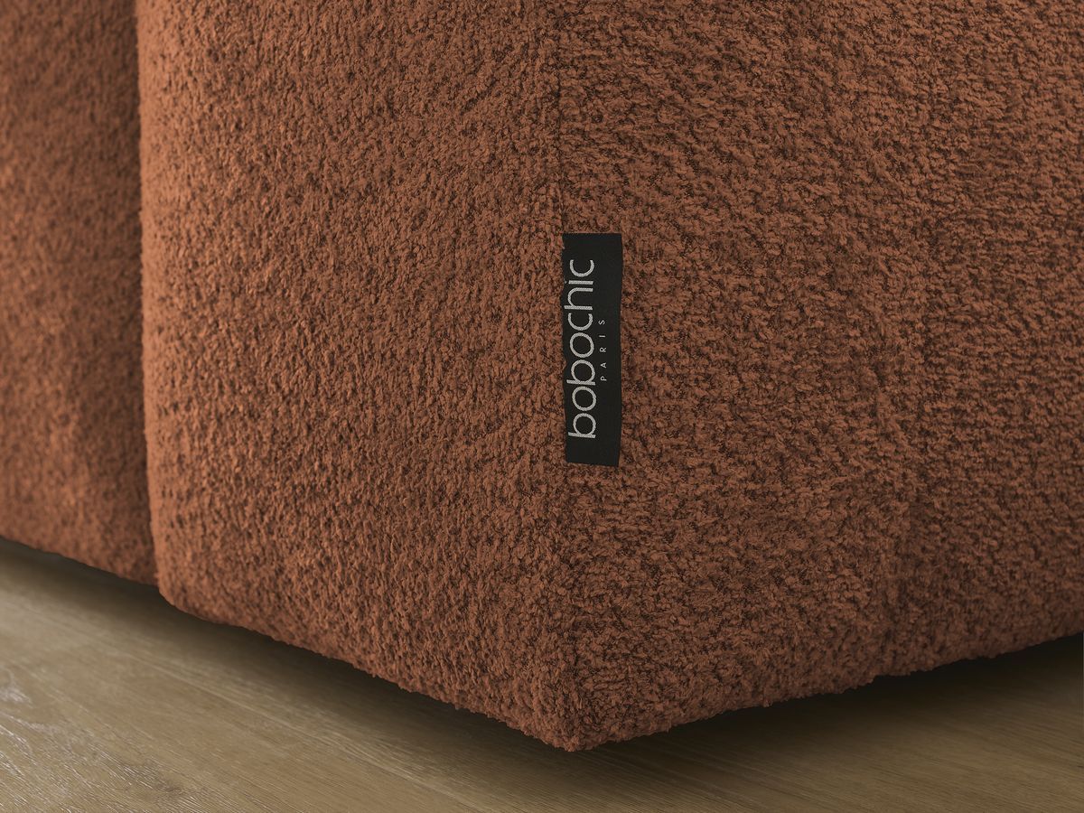 Canapé d'angle fixe EVEREST tissu chiné - Orange - Angle droit - 10 coussins